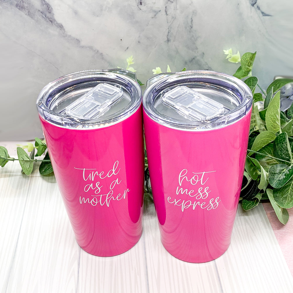 Hot Mess Pink 18oz Stainless Steel Travel Mug Vacuum Insulated Coffee Cup