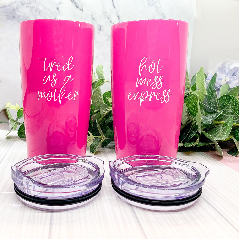 Hot Mess Pink 18oz Stainless Steel Travel Mug Vacuum Insulated Coffee Cup