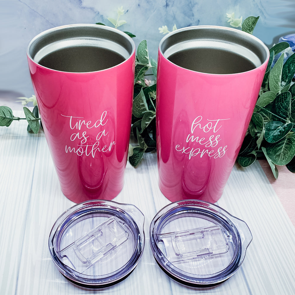 Hot Mess Pink 18oz Stainless Steel Travel Mug Vacuum Insulated Coffee Cup
