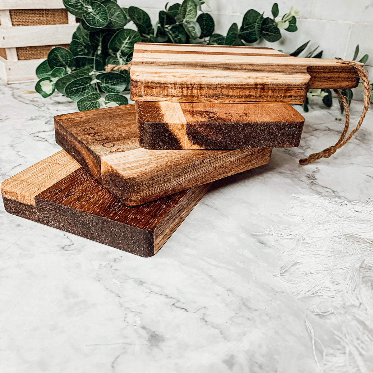 Acacia Charcuterie Boards Set Of 4 8x4.5in Small Serving Boards With Jute Hangs