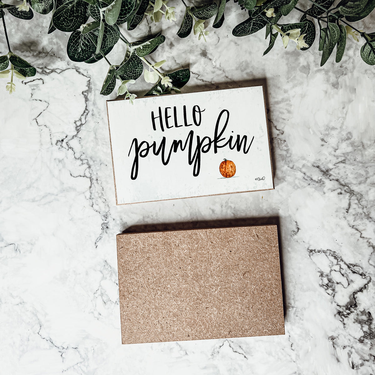 Hello Pumpkin Rustic Wood Sign 6x4 Fall Home Decor Off White Black Script