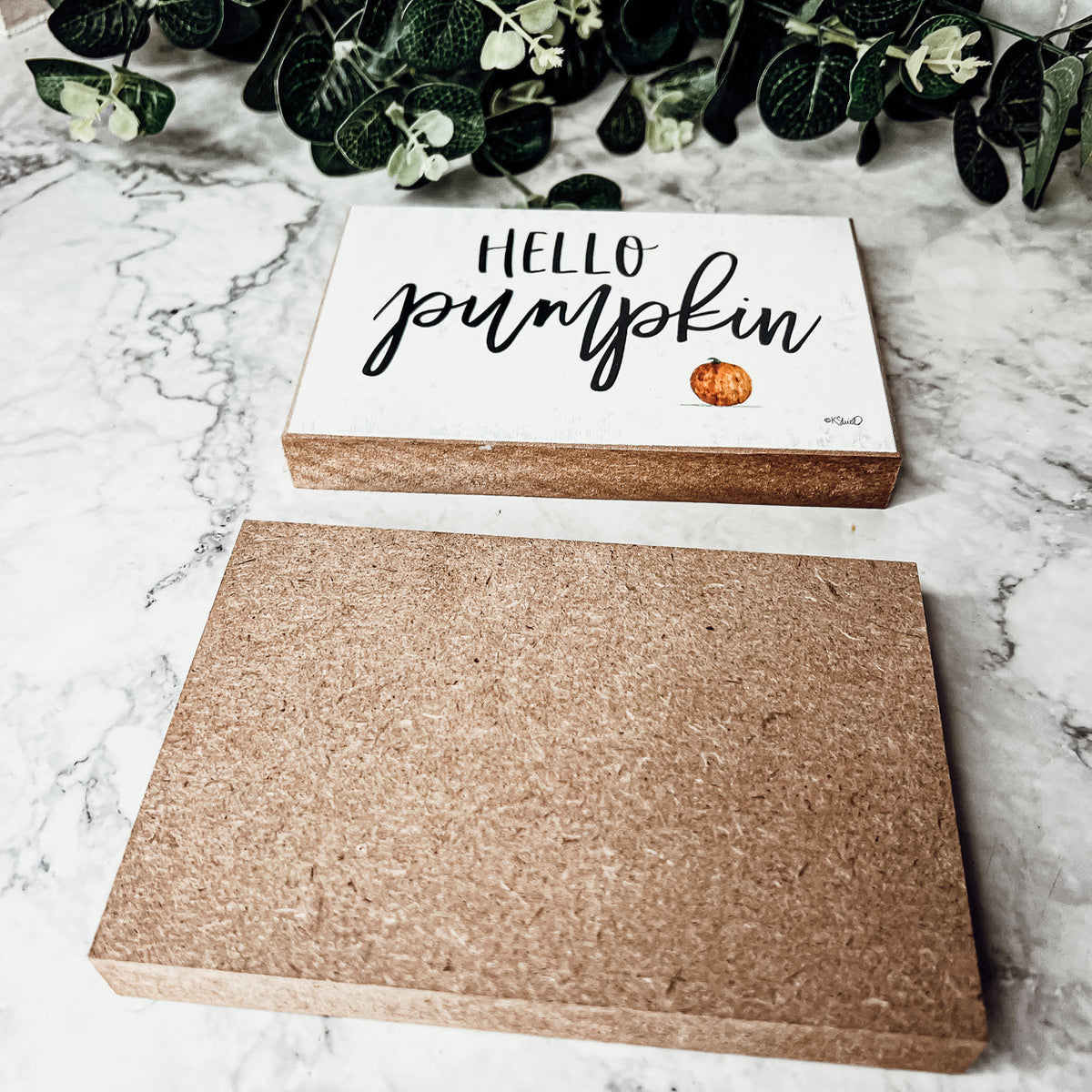 Hello Pumpkin Rustic Wood Sign 6x4 Fall Home Decor Off White Black Script