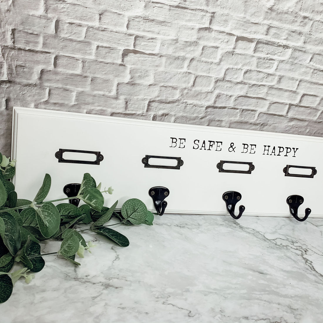 Wood Wall Mask And Hat Organizer With 6 Hooks For Coats Keys Scarves