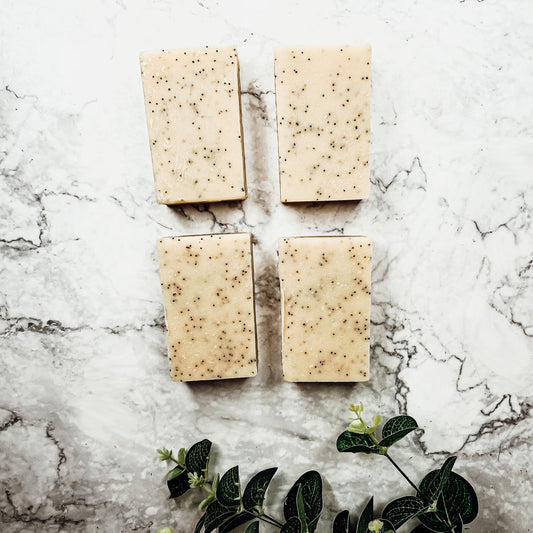 Poppy Seed Exfoliant Soap Olive Sunflower Oil Citrus Tropical Scent Handmade