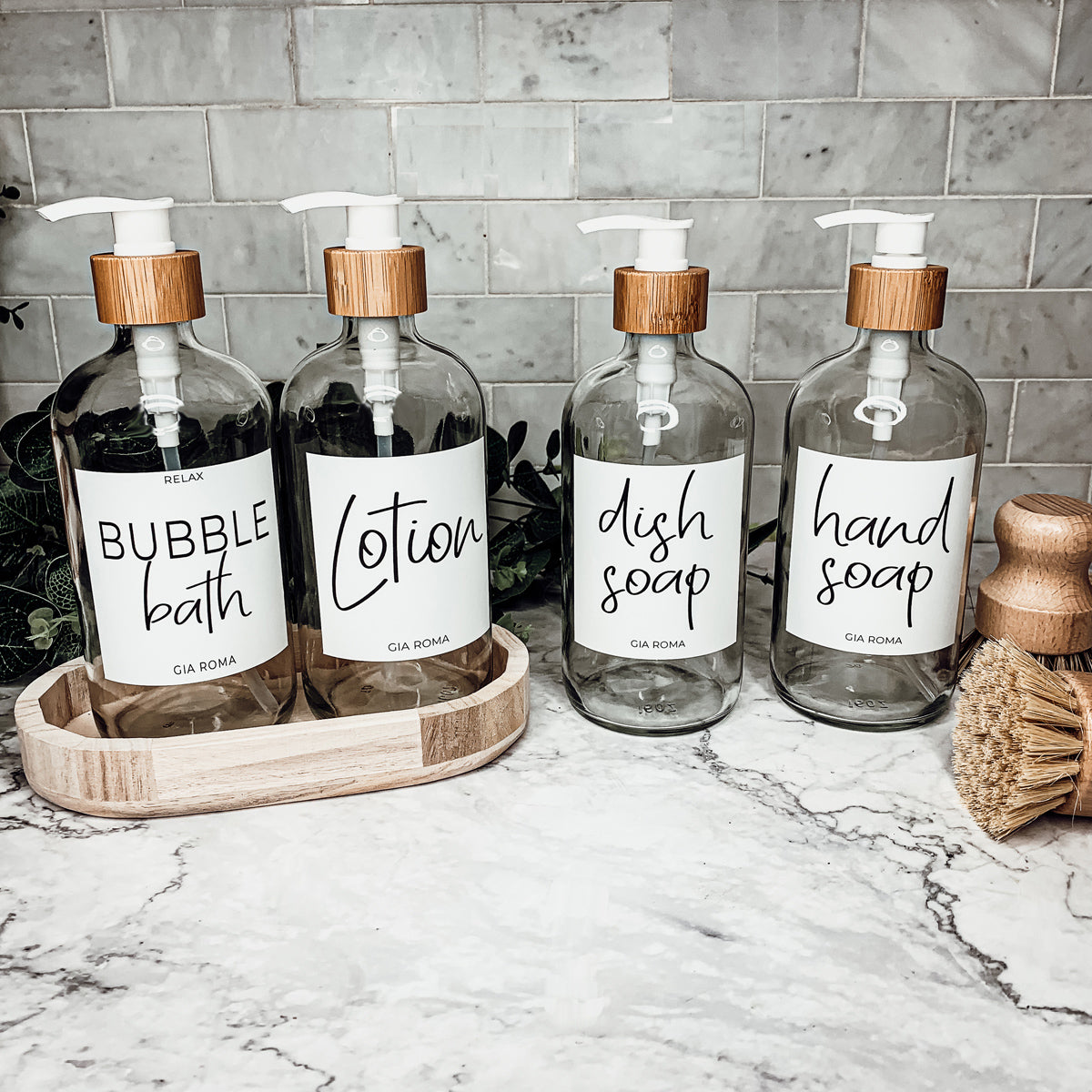 16oz Glass Boston Round Bottle Clear With White Label - Multiple Pack