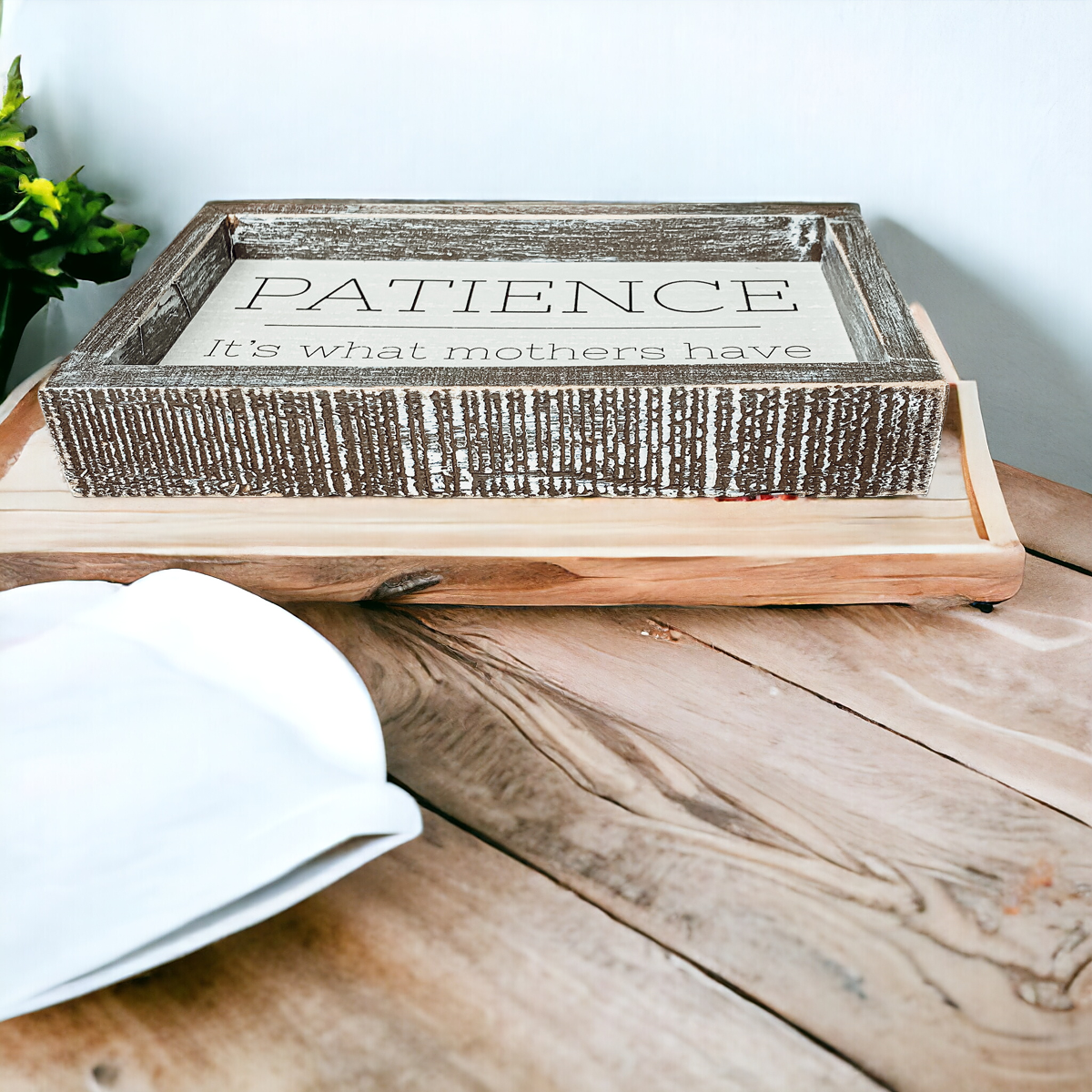 Wooden Framed Patience Sign For Mom 10x6 Funny Mothers Quote Home Decor Gift For Mothers
