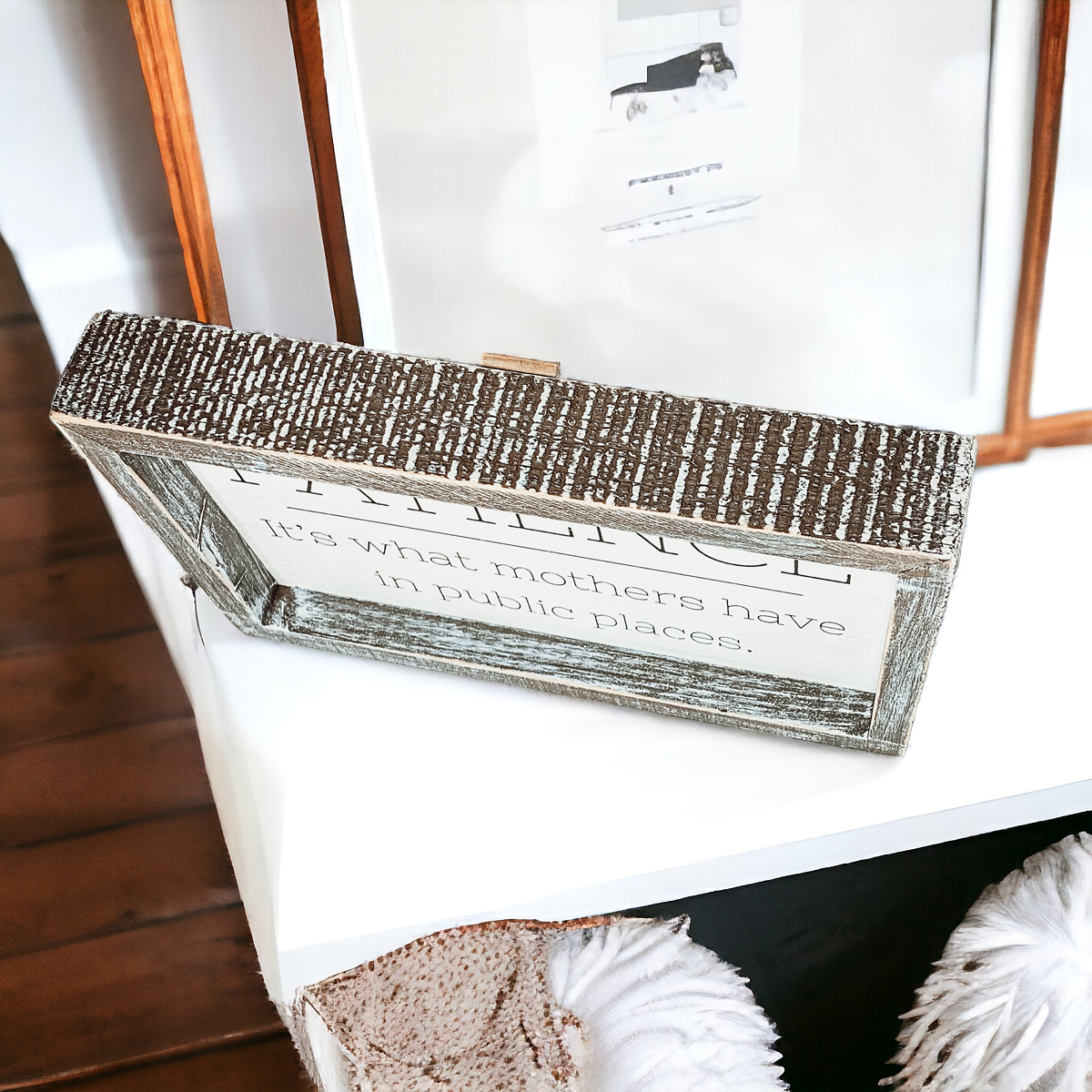 Wooden Framed Patience Sign For Mom 10x6 Funny Mothers Quote Home Decor Gift For Mothers