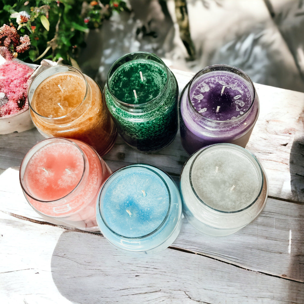 XL 24oz Two-Wick Scented Candle Clear Glass Jar With Lid 150+ Hour Burn
