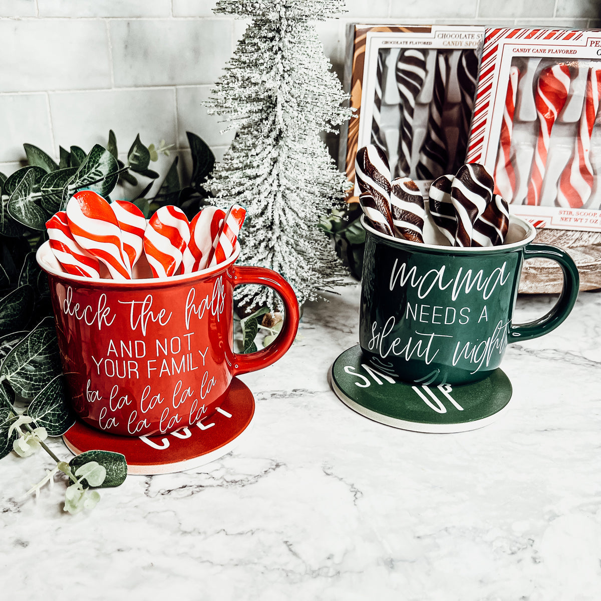 Edible Spoons 3 Flavors Peppermint Cinnamon Hot Cocoa Holiday Party Treats
