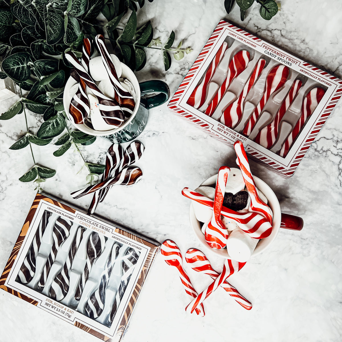 Edible Spoons 3 Flavors Peppermint Cinnamon Hot Cocoa Holiday Party Treats