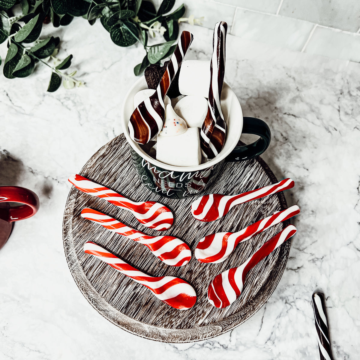 Edible Spoons 3 Flavors Peppermint Cinnamon Hot Cocoa Holiday Party Treats