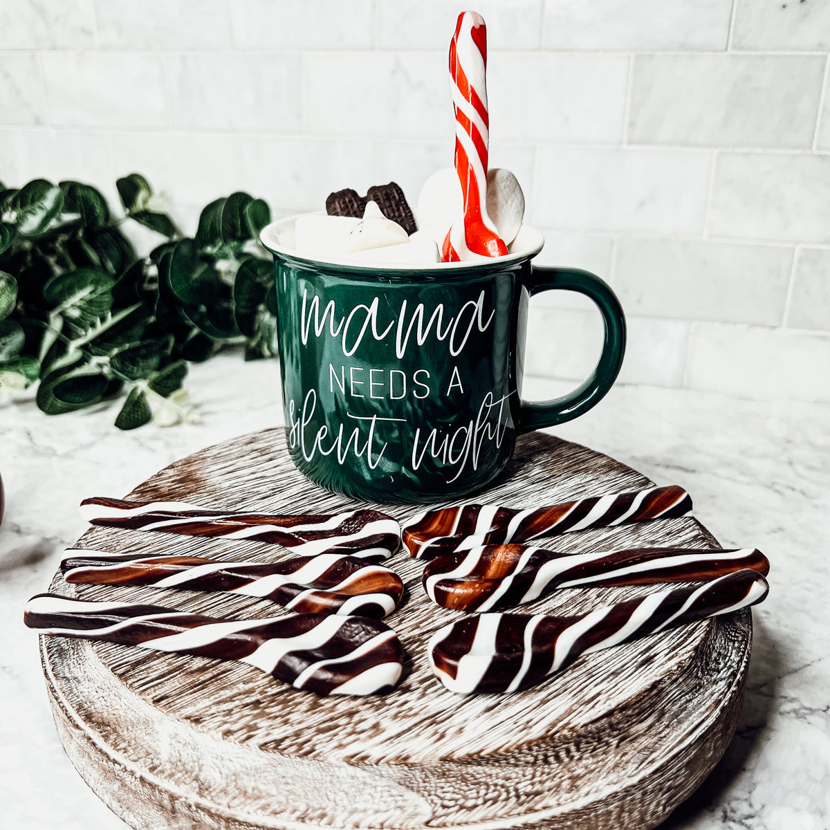 Edible Spoons 3 Flavors Peppermint Cinnamon Hot Cocoa Holiday Party Treats