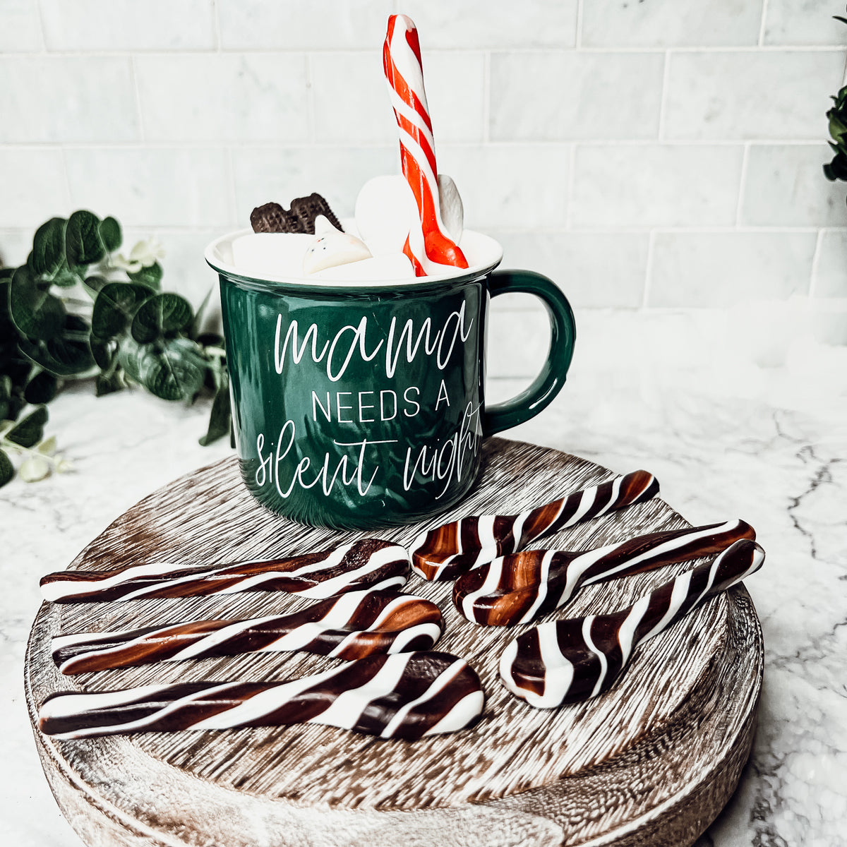 Edible Spoons 3 Flavors Peppermint Cinnamon Hot Cocoa Holiday Party Treats