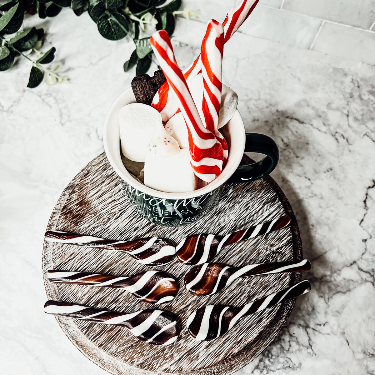 Edible Spoons 3 Flavors Peppermint Cinnamon Hot Cocoa Holiday Party Treats