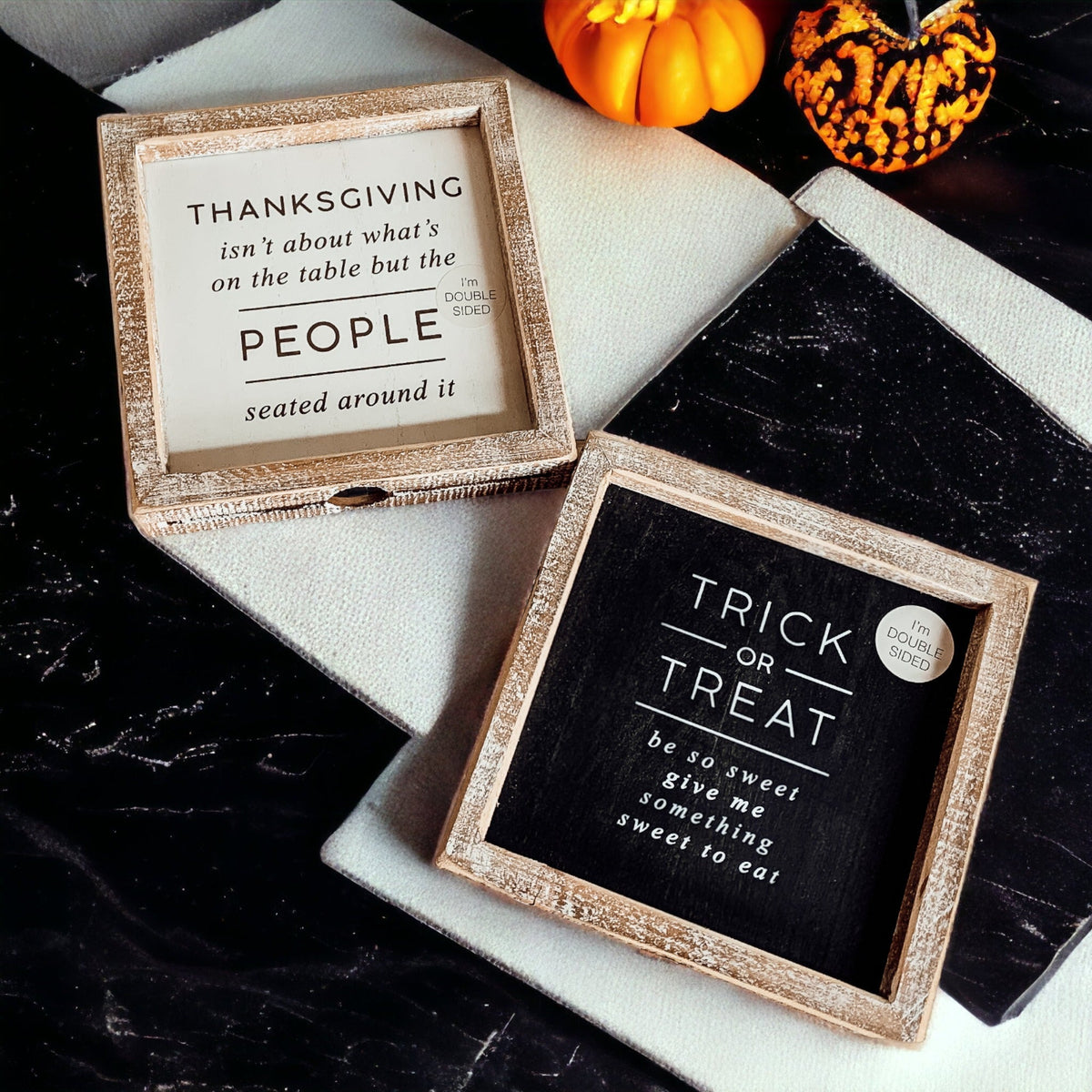 Double-Sided Halloween To Thanksgiving Reversible Porch Sign 2-in-1 Fall Decor