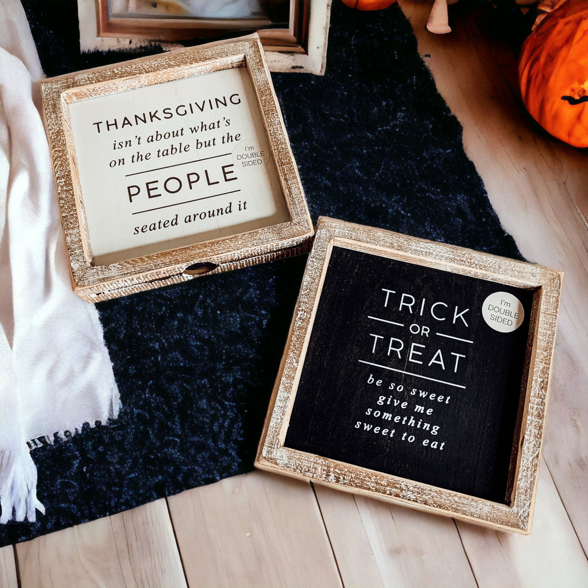Double-Sided Halloween To Thanksgiving Reversible Porch Sign 2-in-1 Fall Decor