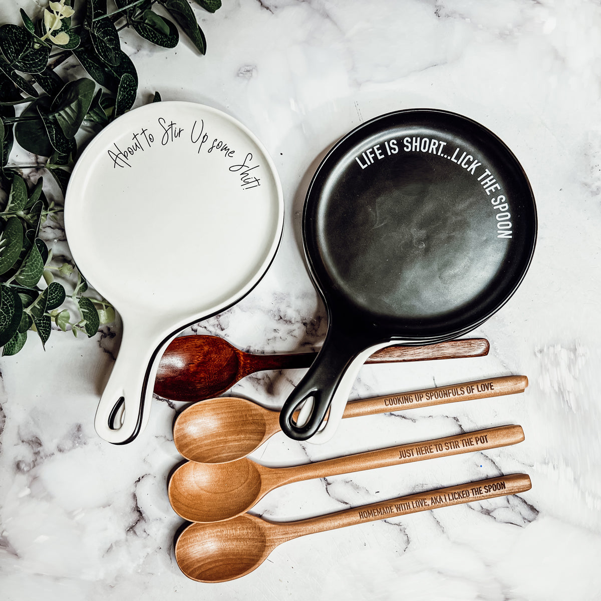 Spoon Rest And Wooden Spoon Set Custom Color Quote Choice Kitchen Gift