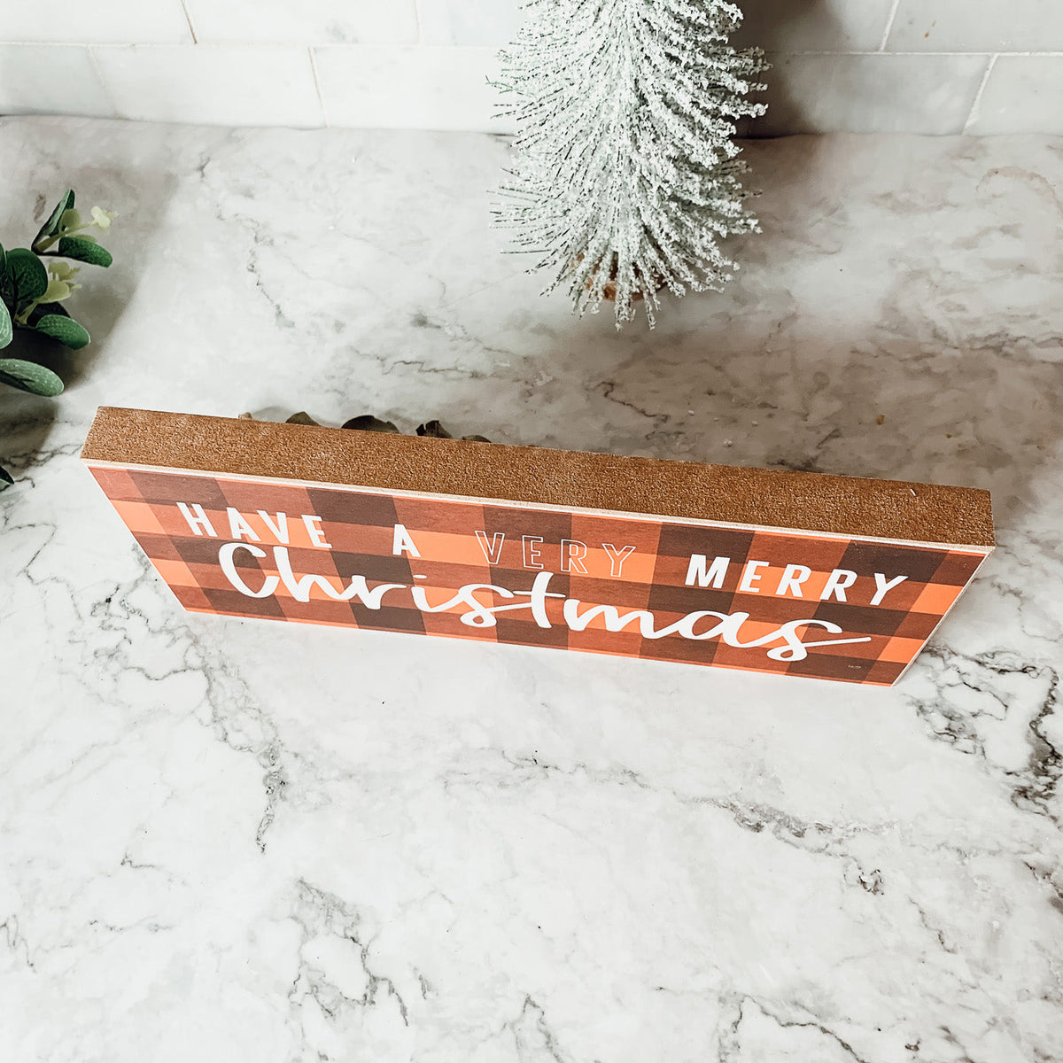 Red Buffalo Check Christmas Sign - Farmhouse Holiday Wooden Wall Decor