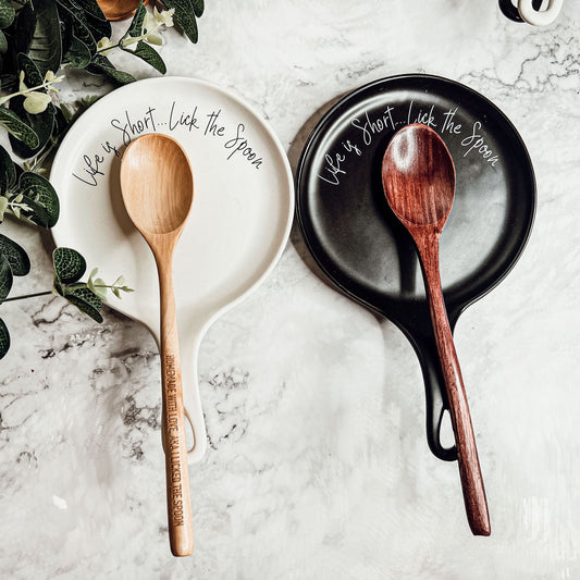 Spoon Rest And Wooden Spoon Set Custom Color Quote Choice Kitchen Gift