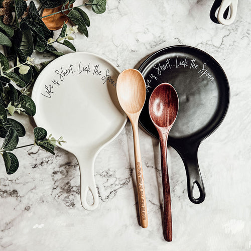Spoon Rest And Wooden Spoon Set Custom Color Quote Choice Kitchen Gift