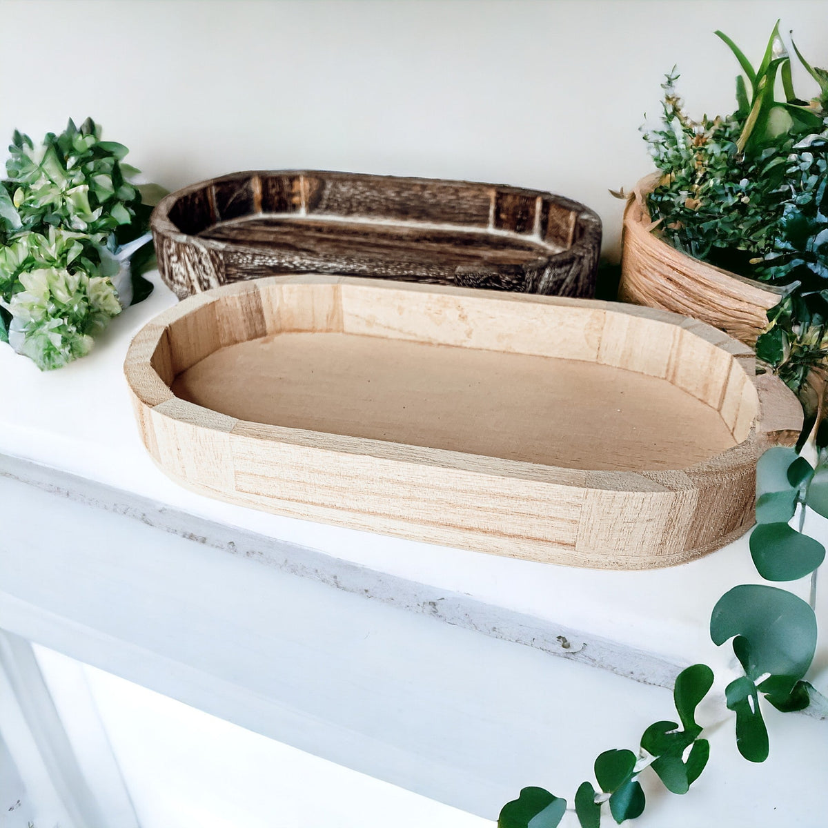 Handmade Rustic Wood Tray For Two 16oz Dispensers And Vanity Countertop Tray