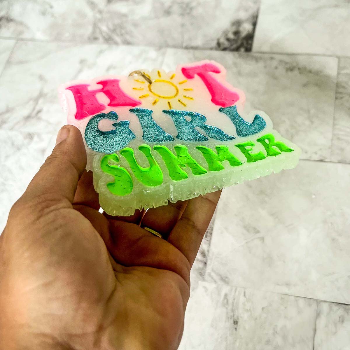 Hot Girl Summer Car Air Freshener Retro Sun Graphic Glitter Scented Hanging Car Accessory