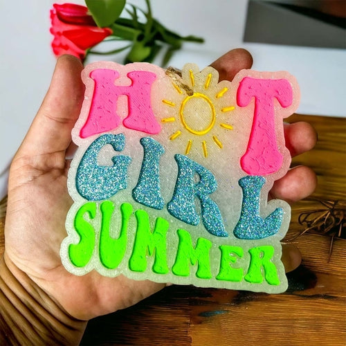 Hot Girl Summer Car Air Freshener Retro Sun Graphic Glitter Scented Hanging Car Accessory
