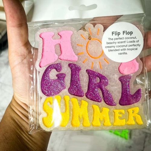 Hot Girl Summer Car Air Freshener Retro Sun Graphic Glitter Scented Hanging Car Accessory