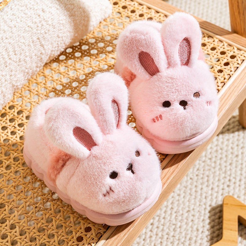 Pantuflas peludas para niños | Zapatillas de casa de animales de oso y conejo