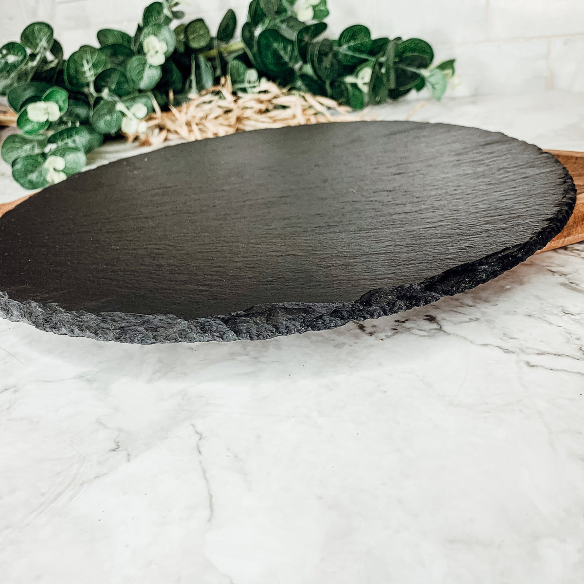 Slate Round 11" Cheese Board Natural Layered Edge Slim 5-6mm