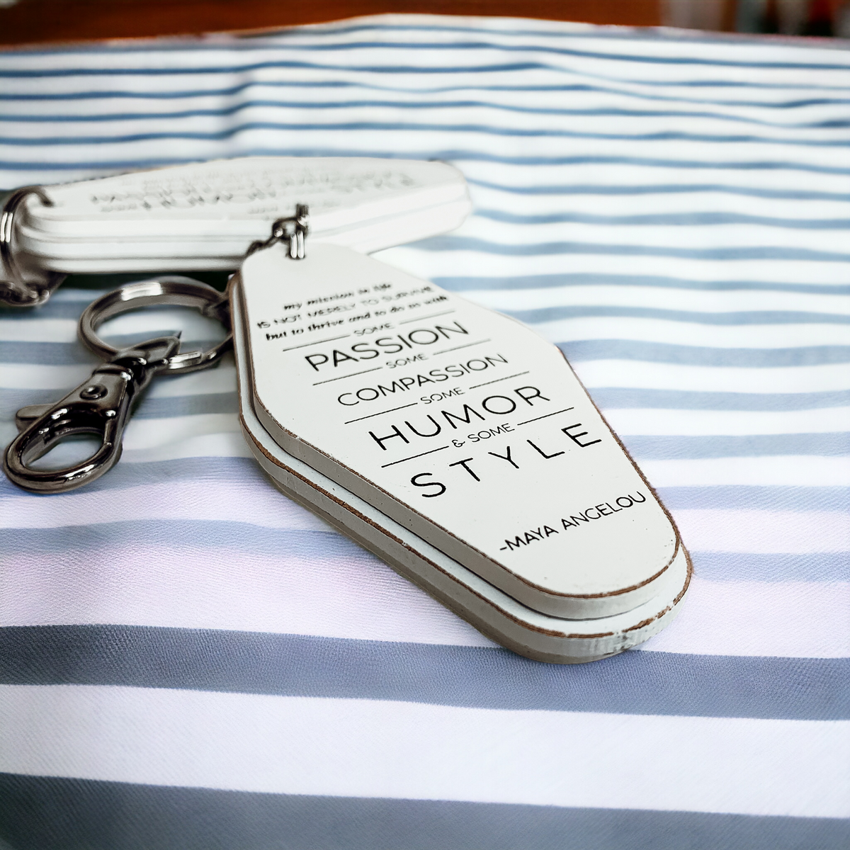 Wooden Inspirational Keychains Double Sided Engraved Motivational Messages Vertical Horizontal