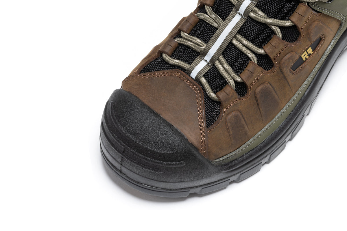ROCKROOSTER Woodland Brown 6 inch Composite Toe Waterproof Leather Work Boots AK661