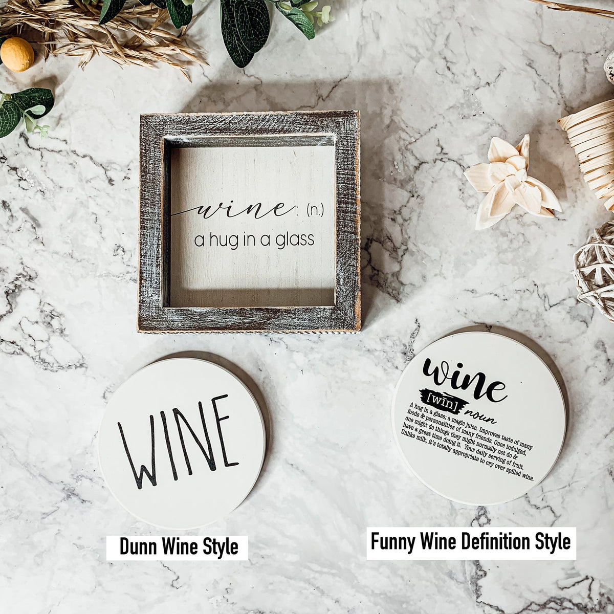 Wine Kitchen Sign 5x5 Thick Framed Wooden Bar Label Sign For Wine Lovers