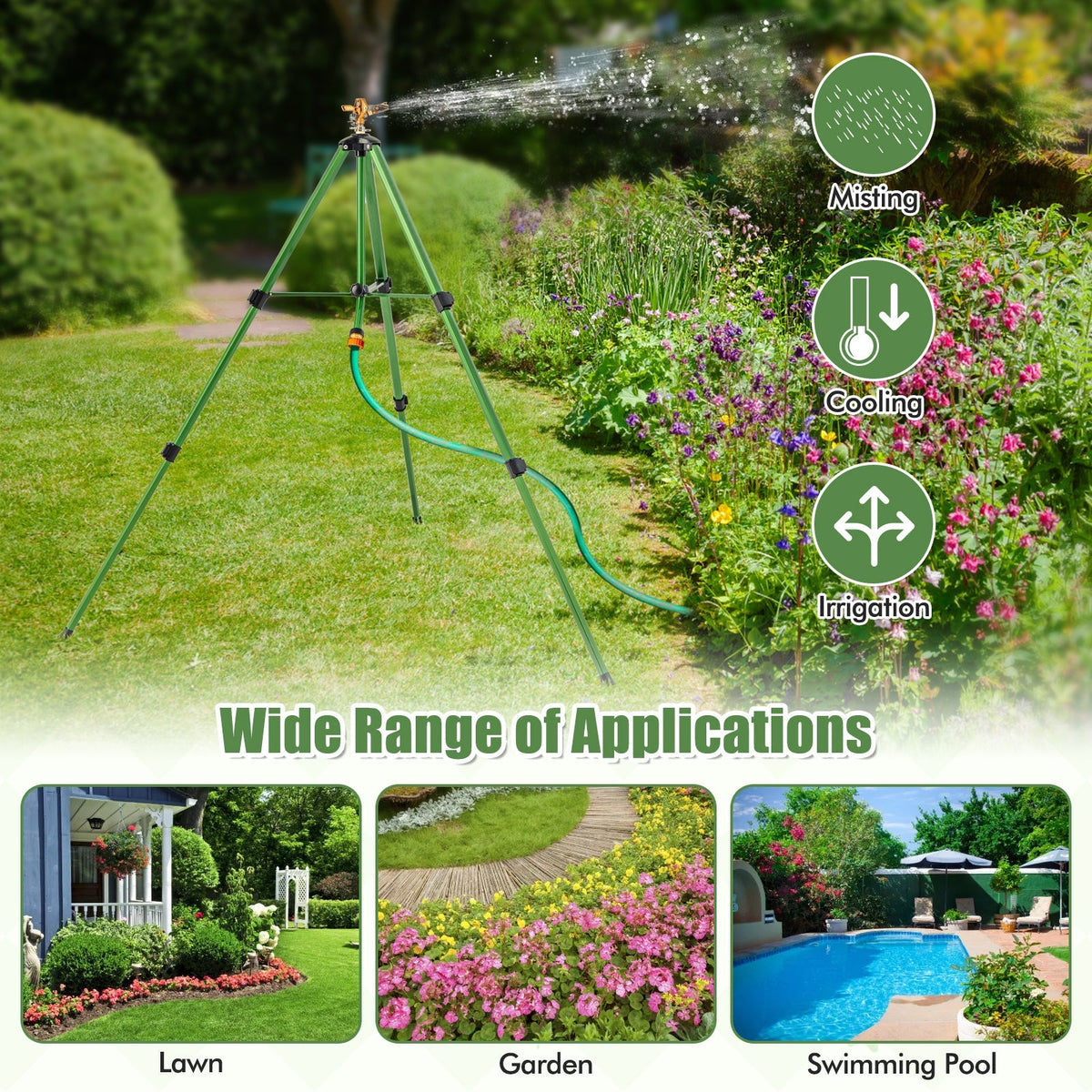 Impact Sprinkler on Tripod Base Set of 2 with 360 Degree Rotation