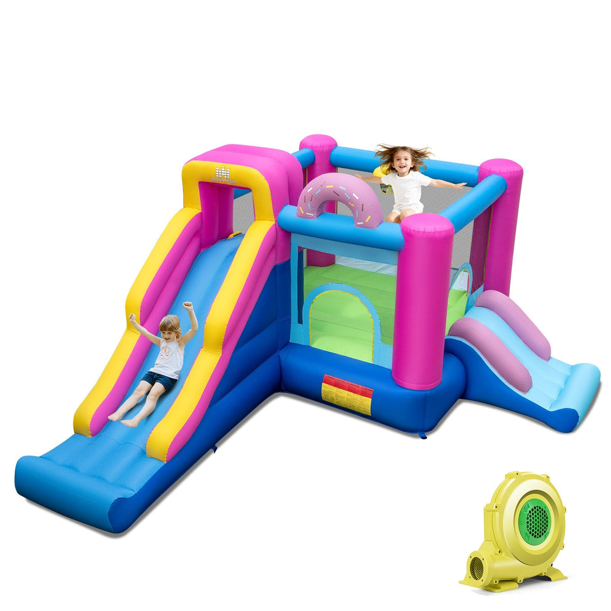 Inflatable Bounce House with Slides and Basketball Hoop (with 735W Blower)