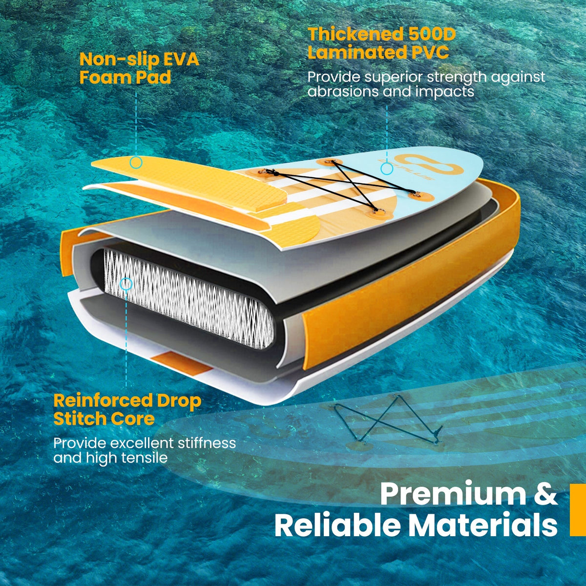 Tabla de paddle surf inflable con remo ajustable y 3 quillas para adultos y jóvenes