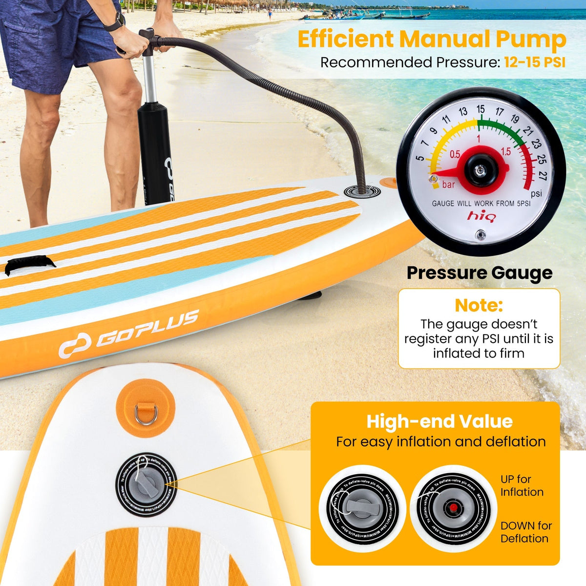 Tabla de paddle surf inflable con remo ajustable y 3 quillas para adultos y jóvenes