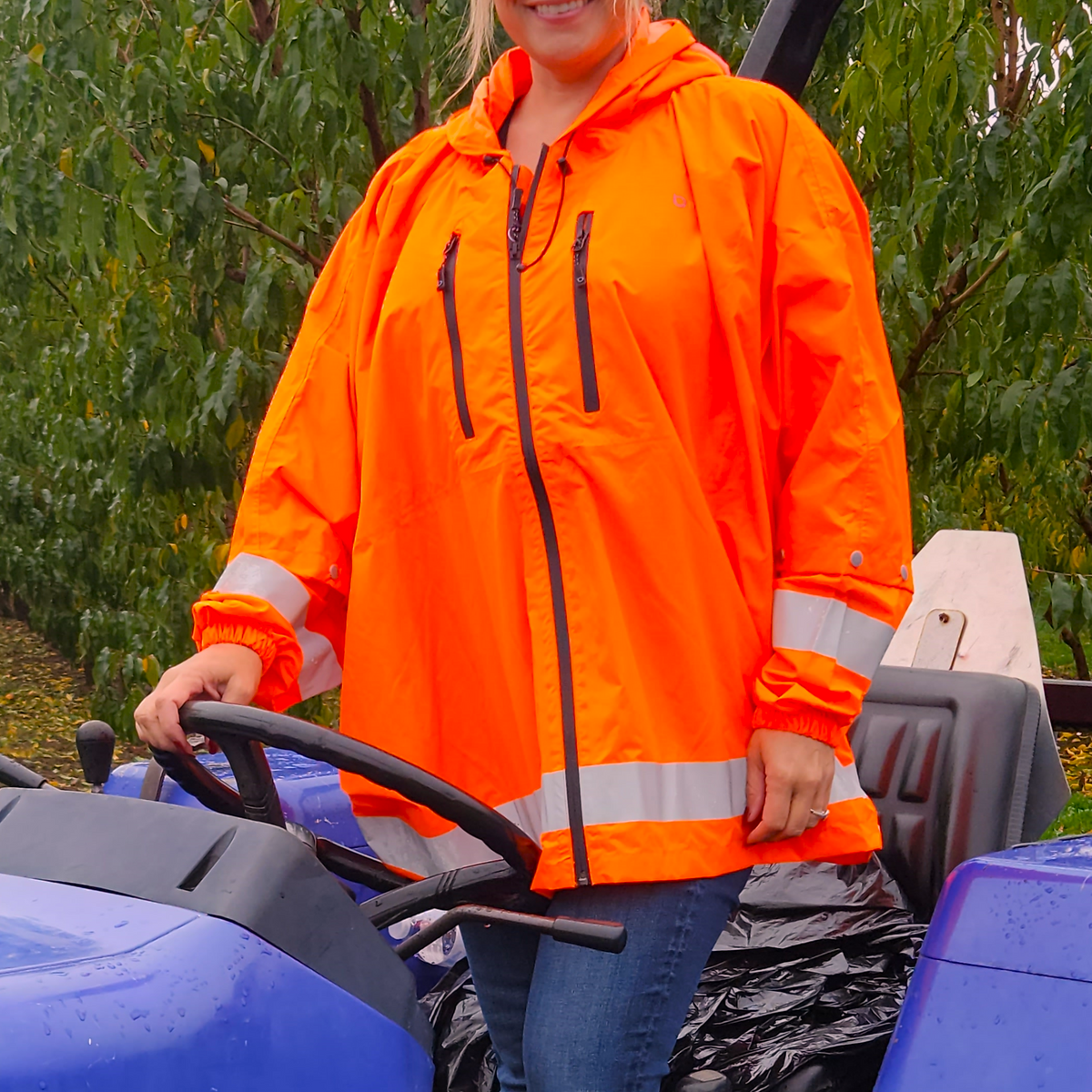 Brella® Orange Unisex Rain Jacket Reflective Strips | All-Weather Protection