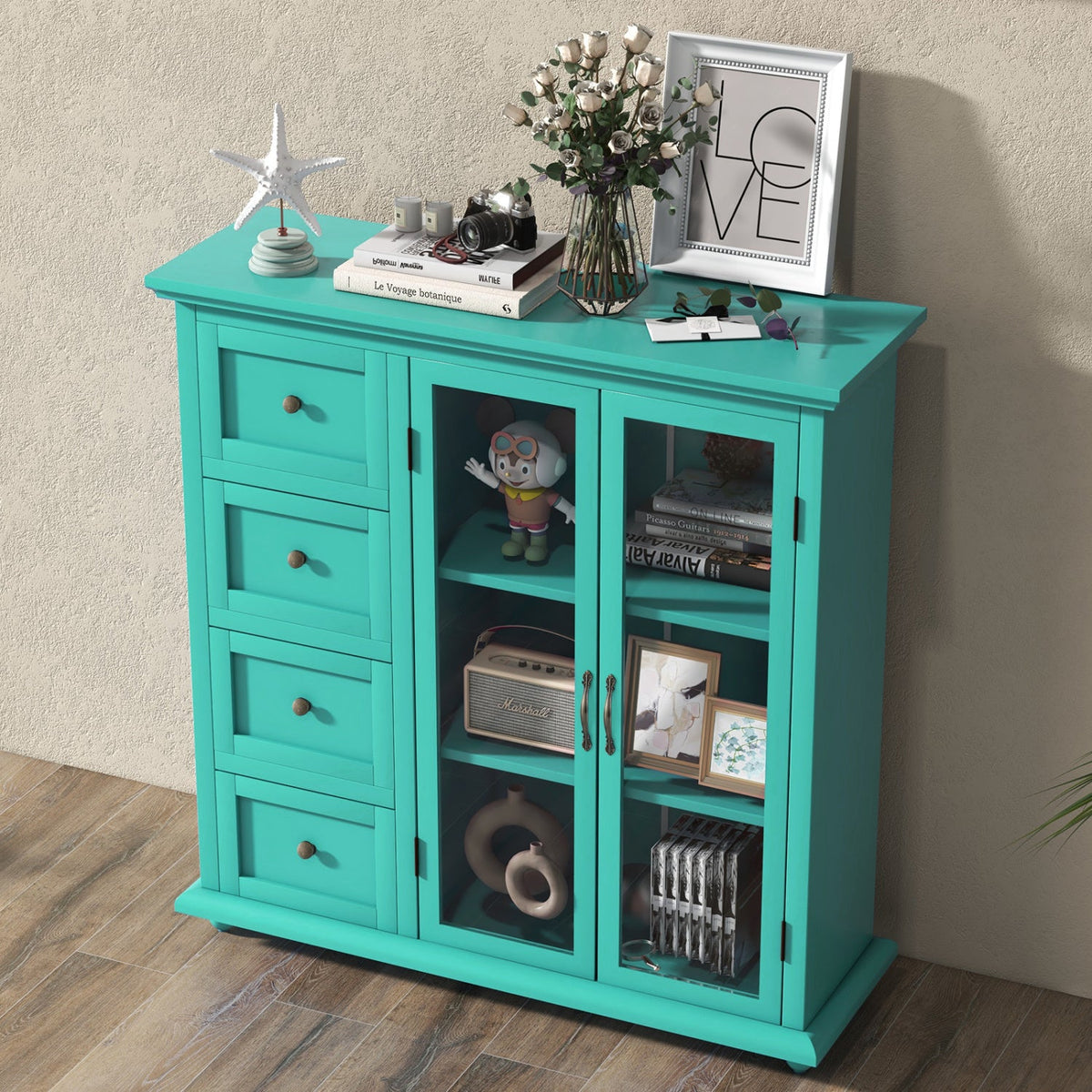 Buffet Sideboard Table Kitchen Storage Cabinet with Drawers and Doors