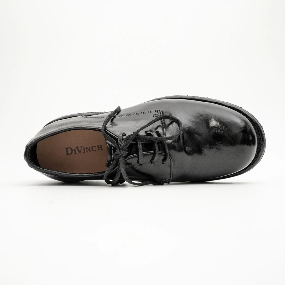 Black Plain-Toe Horse Butt Leather Derby Shoes
