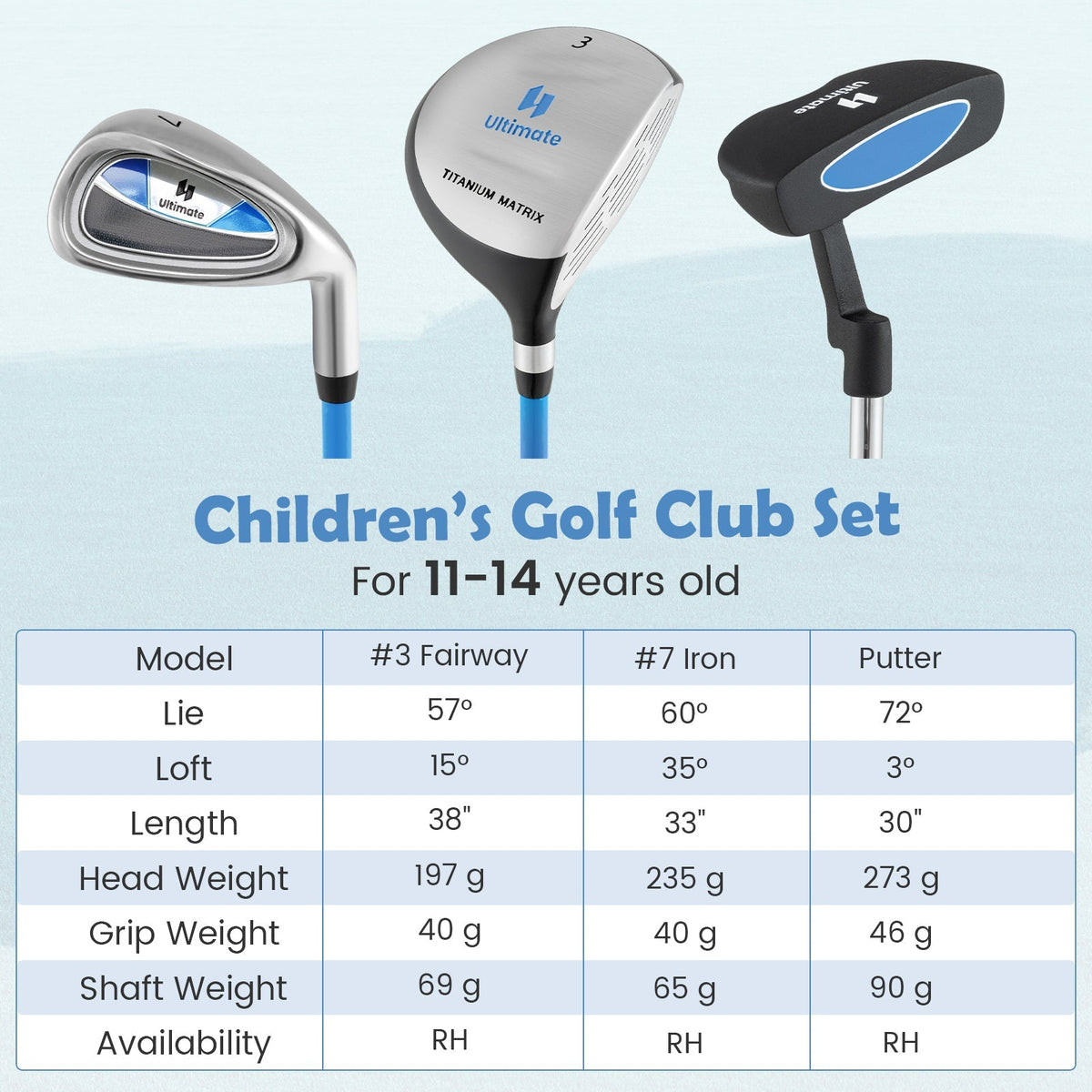 Putter de mazo individual Junior para niños de 11 a 14 años