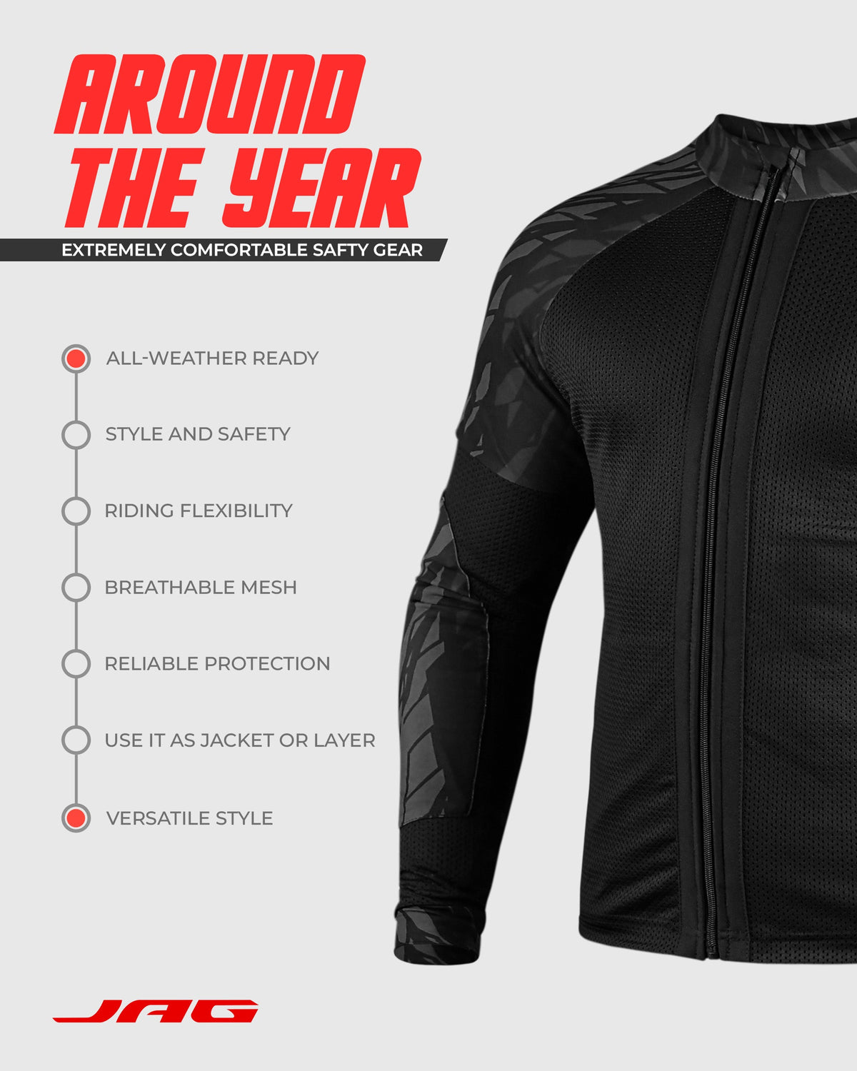 Camisa de motocicleta de malla JAG | Protección con certificación CE