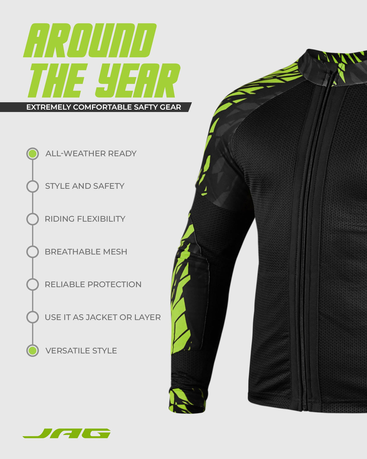 Camisa de motocicleta de malla JAG | Protección con certificación CE