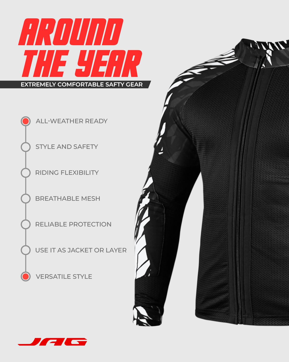 Camisa de motocicleta de malla JAG | Protección con certificación CE