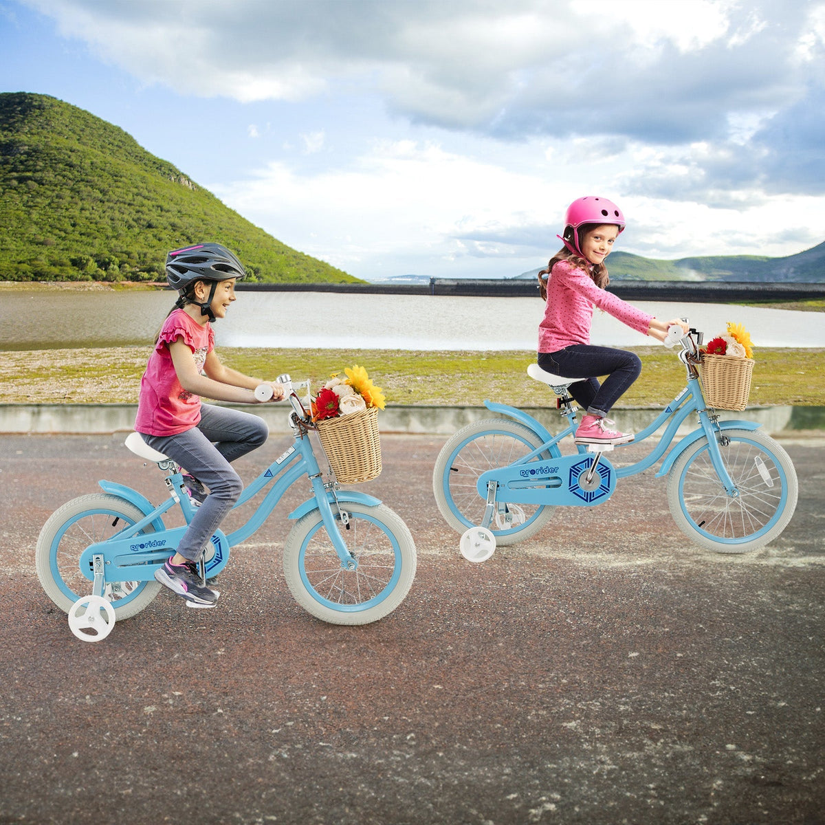 14-Inch Kids Bike with Training Wheels and Adjustable Handlebar Seat