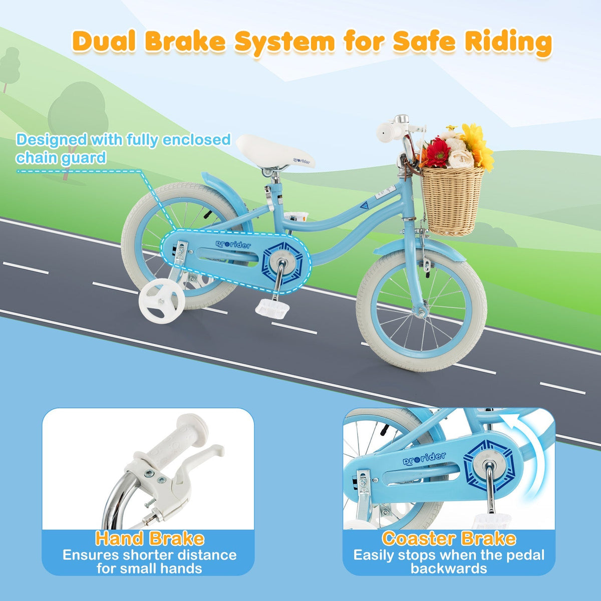14-Inch Kids Bike with Training Wheels and Adjustable Handlebar Seat
