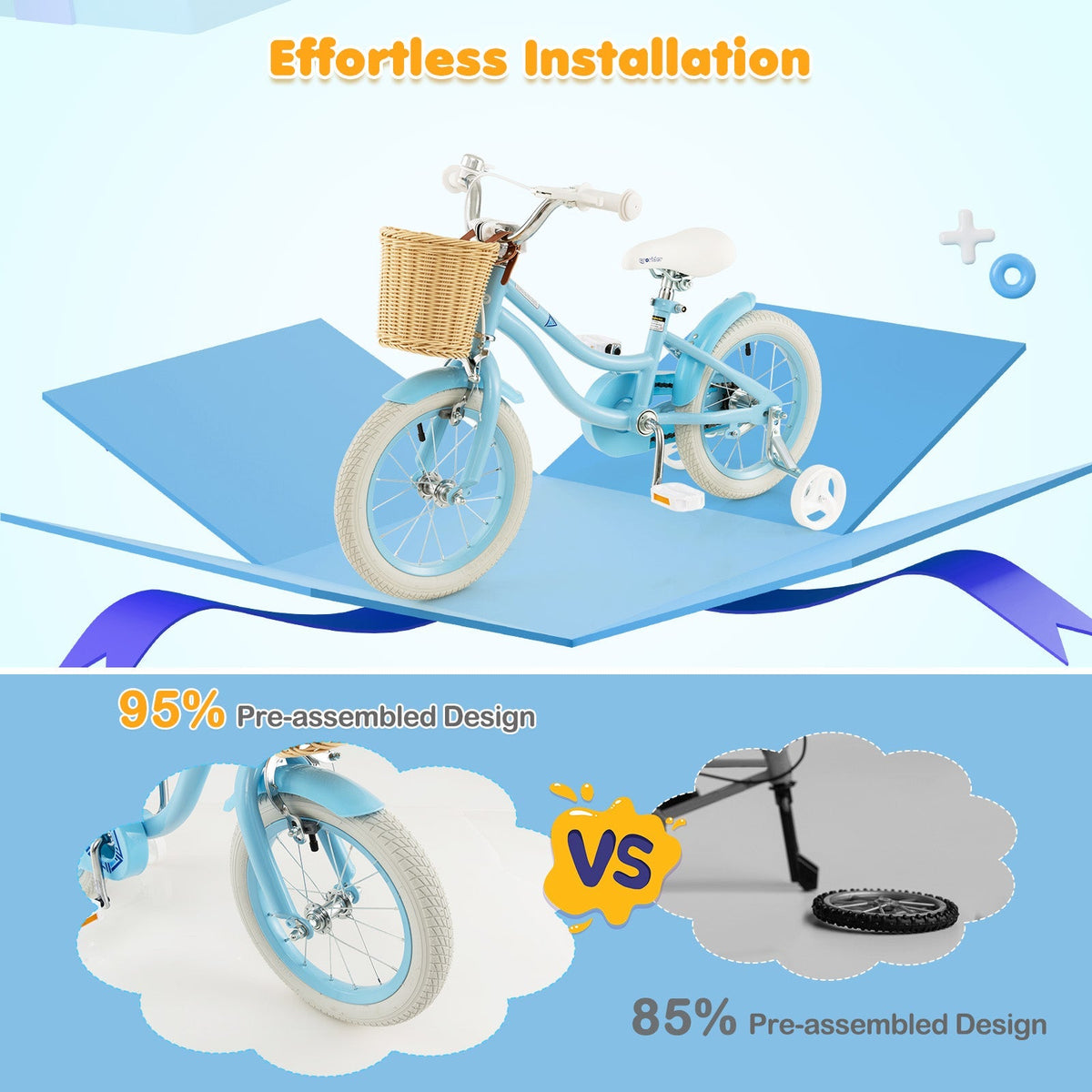 14-Inch Kids Bike with Training Wheels and Adjustable Handlebar Seat