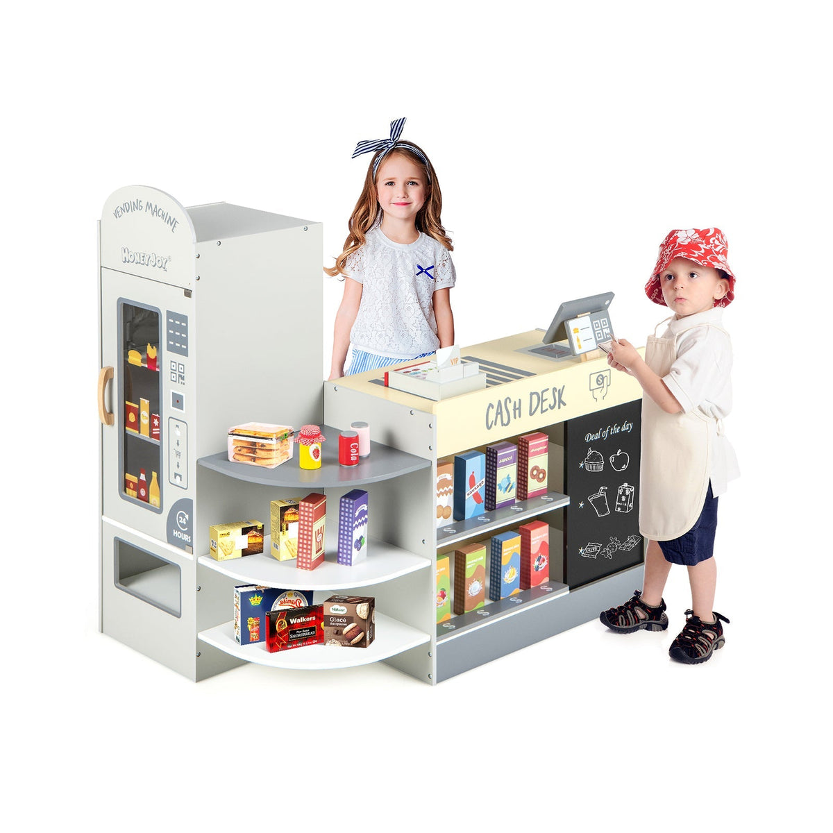 Juego de supermercado de juguete para niños con caja registradora TPV - Gris