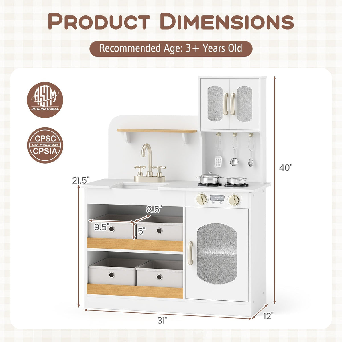 Juego de cocina de juguete para niños con accesorios de cocina y verduras de juguete para cortar - Blanco
