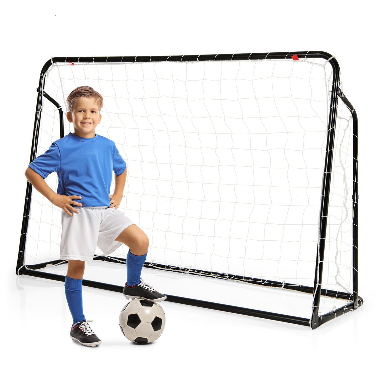 Rebotador de fútbol 2 en 1 para niños y portería de fútbol con altura ajustable